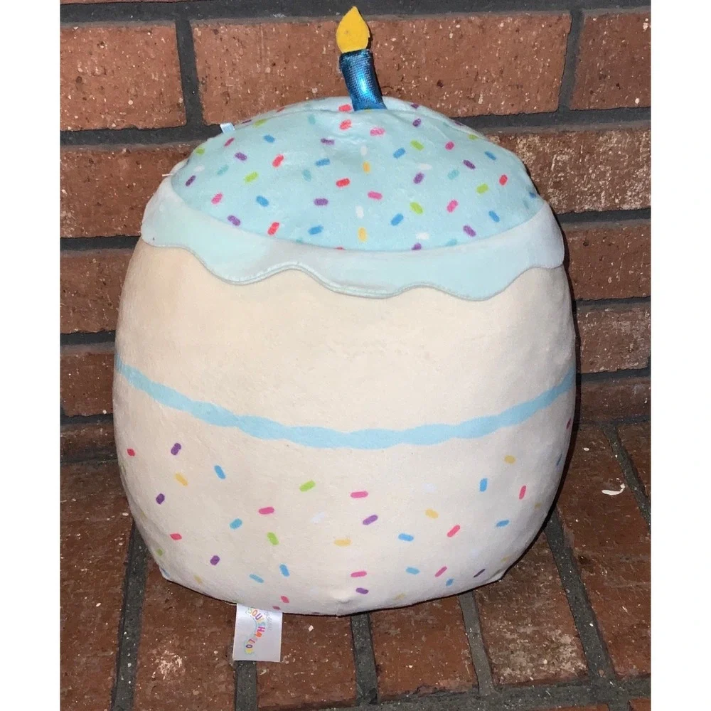 Squishmallows‎ Kellytoy Happy Birthday Cake Plush Cream Blue Sprinkles 12 Inch